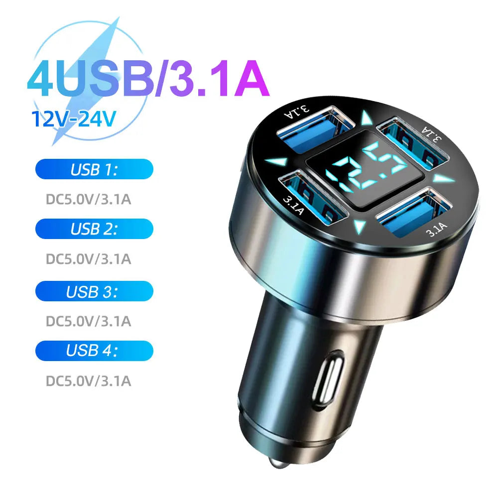 🚗 PowerPort Max™ 6-in-1 Fast Charging Car Hub | PD + QC3.0 + LED Voltage Display ⚡️