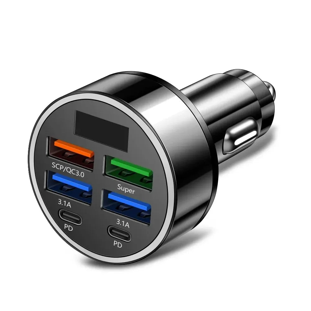 🚗 PowerPort Max™ 6-in-1 Fast Charging Car Hub | PD + QC3.0 + LED Voltage Display ⚡️