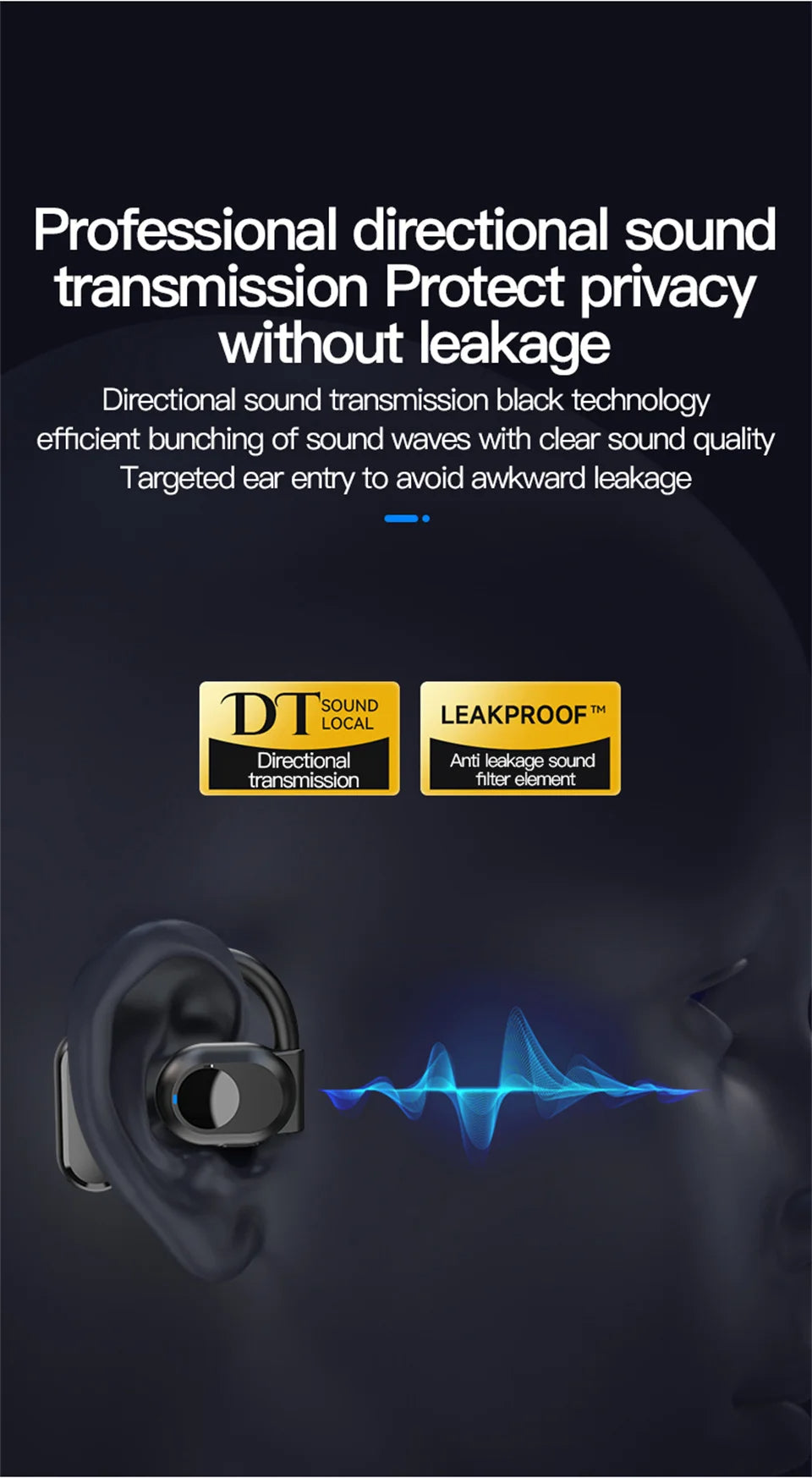 🎧 AeroTune Solo™ Right-Ear Open-Ear Bluetooth Headset – Lightweight, Noise-Canceling, Hands-Free Clarity for Driving, Fitness & Calls 🚗💬