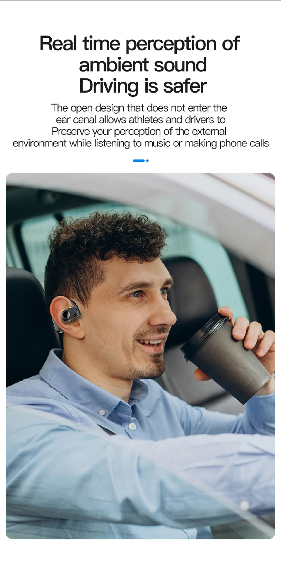 🎧 AeroTune Solo™ Right-Ear Open-Ear Bluetooth Headset – Lightweight, Noise-Canceling, Hands-Free Clarity for Driving, Fitness & Calls 🚗💬