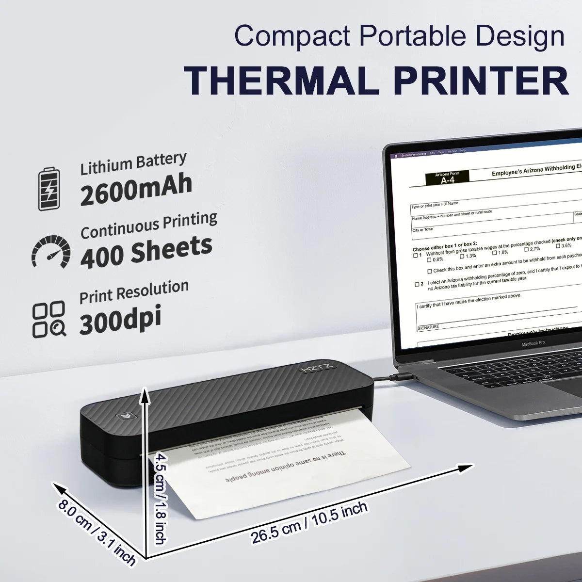 🖨️ SwiftPrint™ A4 Thermal Printer – Inkless, Portable, Wireless Productivity On-The-Go 📲📝