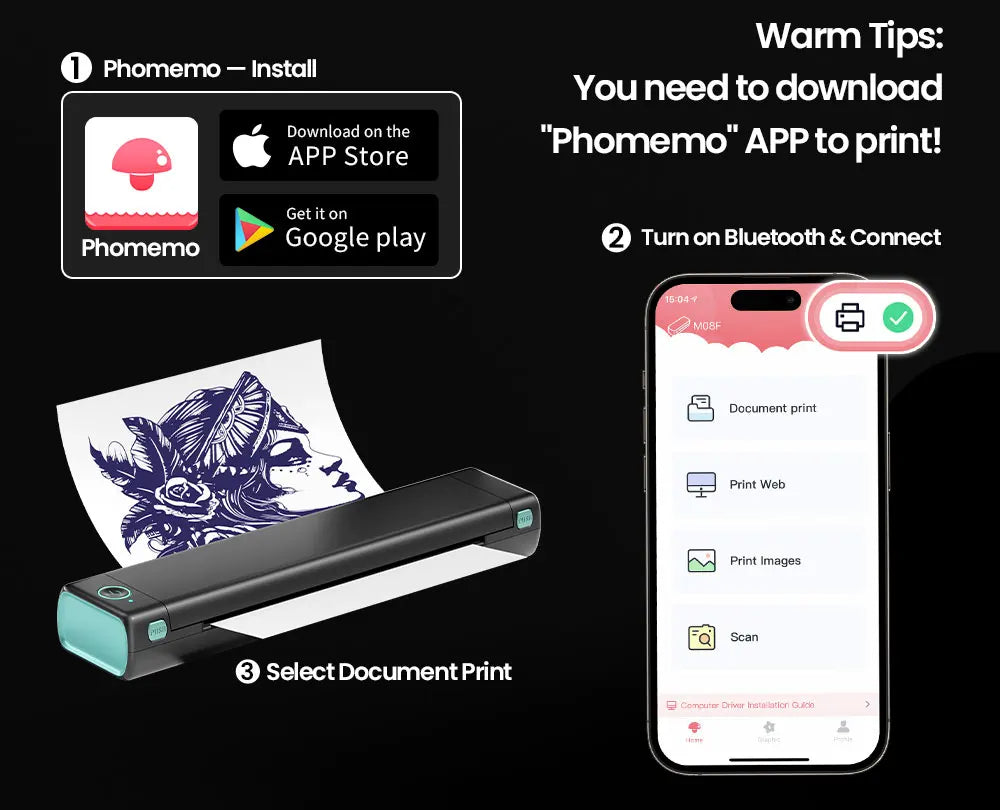 🖋️ InkFree™ M08F Pro – Wireless Tattoo Stencil Printer for Artists On-the-Go 🎨📱
