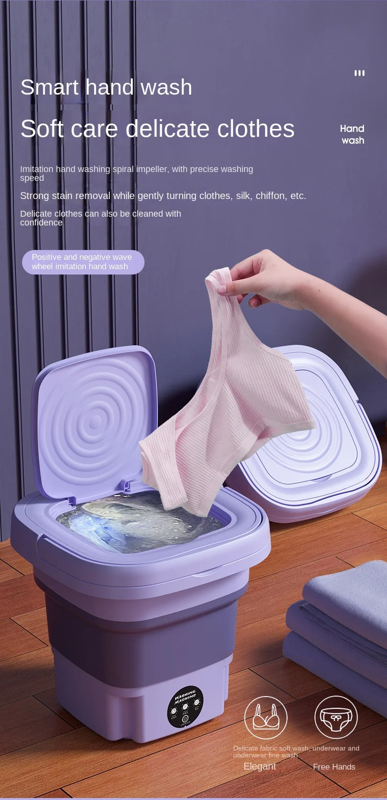 🌀 MiniFold™ Compact Washer & Spin Dryer – Foldable, Portable & Perfect for Delicates, Travel & Small Spaces 🧦✨