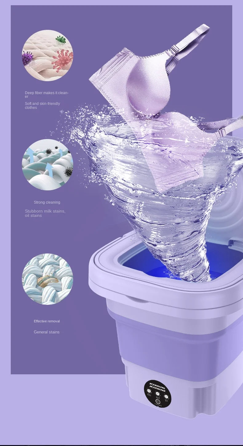 🌀 MiniFold™ Compact Washer & Spin Dryer – Foldable, Portable & Perfect for Delicates, Travel & Small Spaces 🧦✨