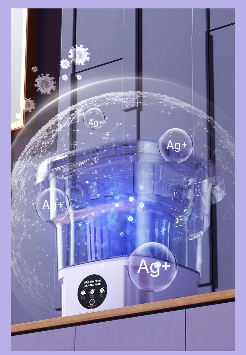 🌀 MiniFold™ Compact Washer & Spin Dryer – Foldable, Portable & Perfect for Delicates, Travel & Small Spaces 🧦✨
