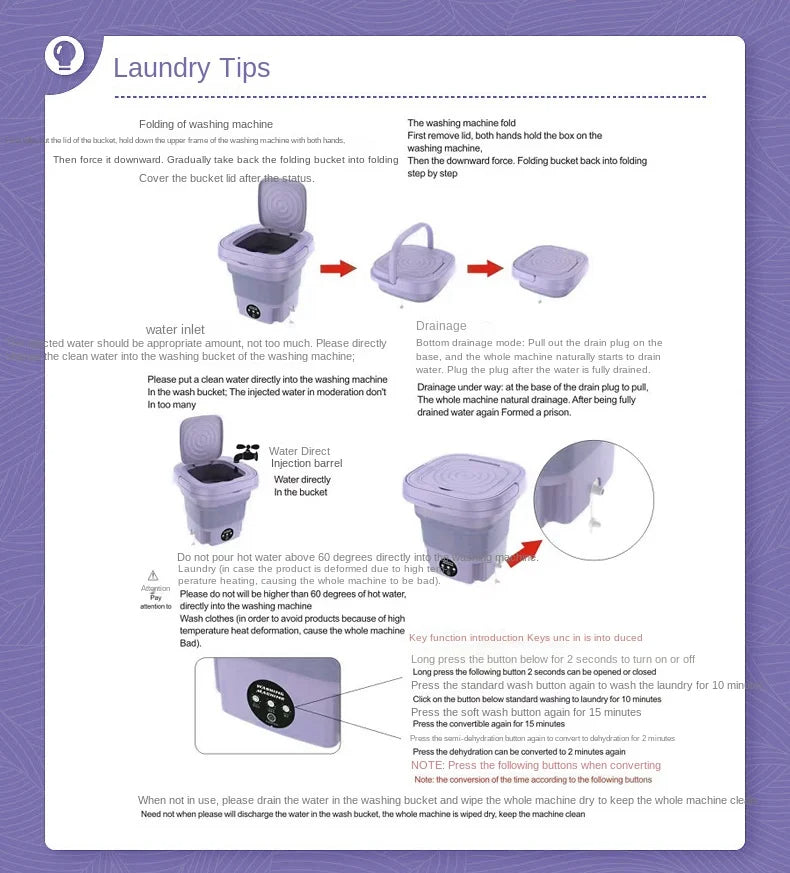 🌀 MiniFold™ Compact Washer & Spin Dryer – Foldable, Portable & Perfect for Delicates, Travel & Small Spaces 🧦✨