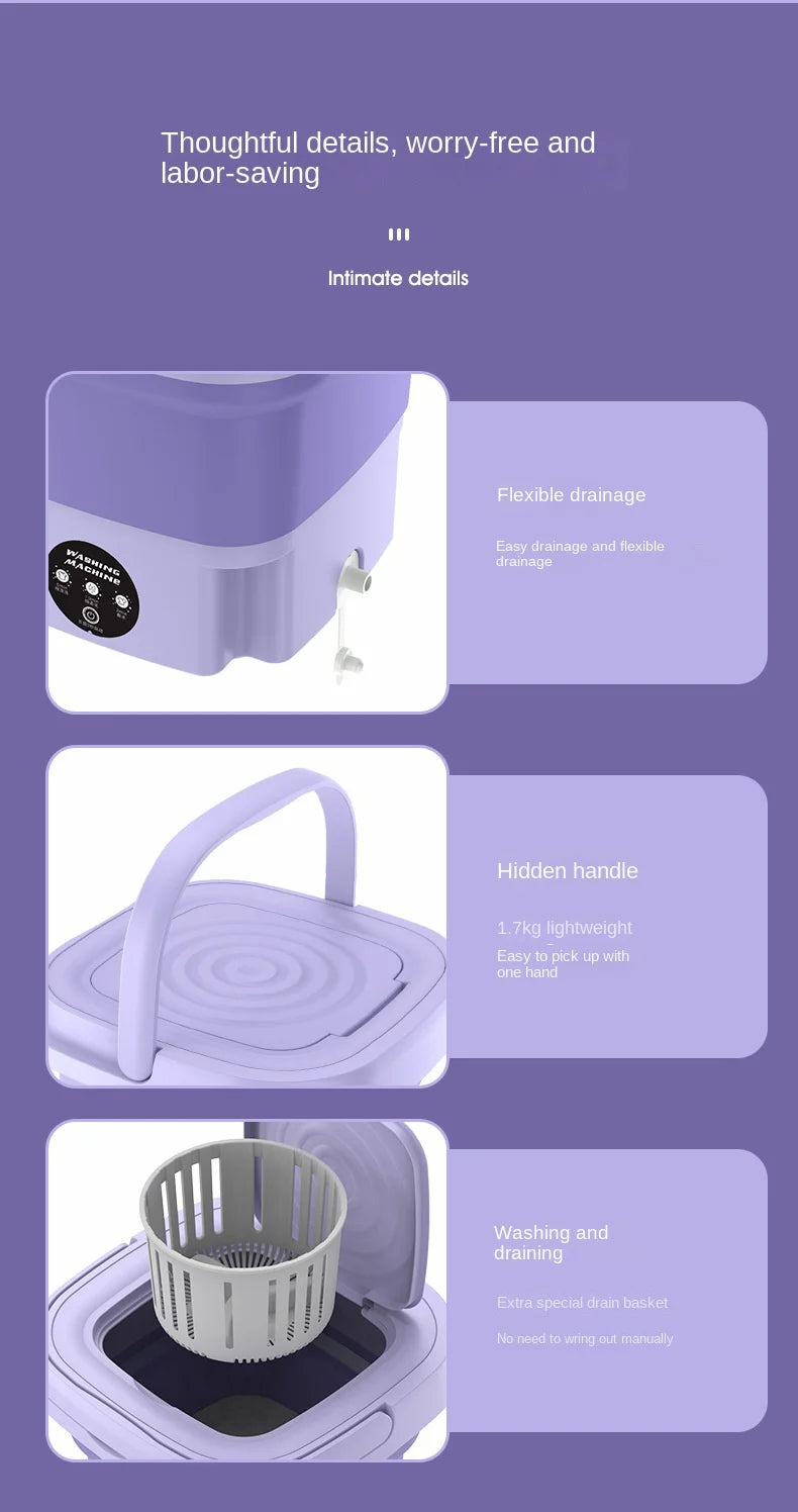 🌀 MiniFold™ Compact Washer & Spin Dryer – Foldable, Portable & Perfect for Delicates, Travel & Small Spaces 🧦✨