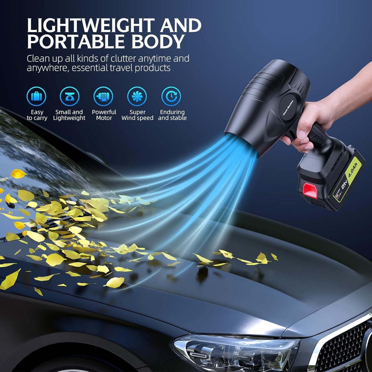 🍃 JetForce™ Cordless Turbo Blower — 600,000RPM | Dual Battery | Ultra-Light | Pro-Level Power 💨🔋