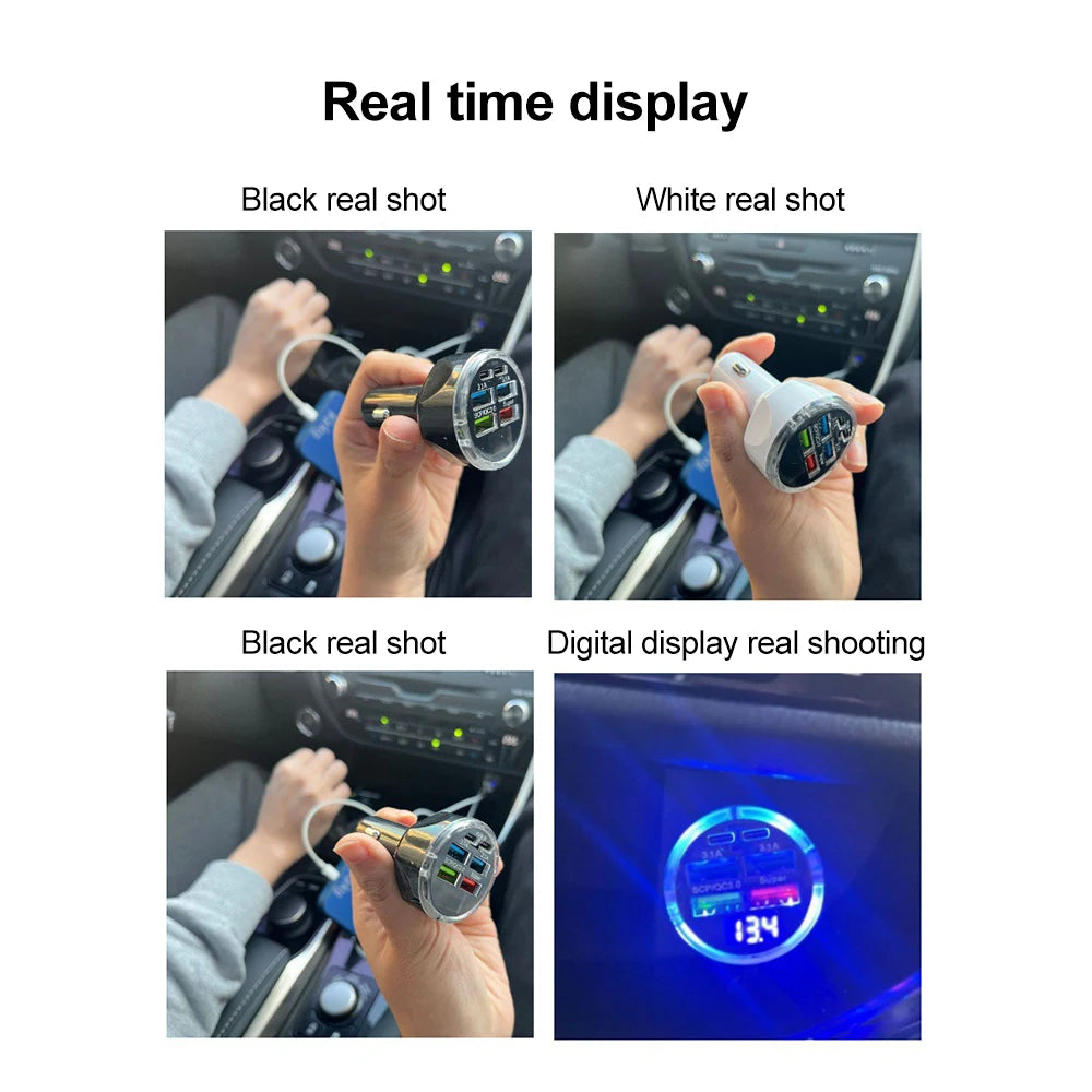 🚗 PowerPort Max™ 6-in-1 Fast Charging Car Hub | PD + QC3.0 + LED Voltage Display ⚡️