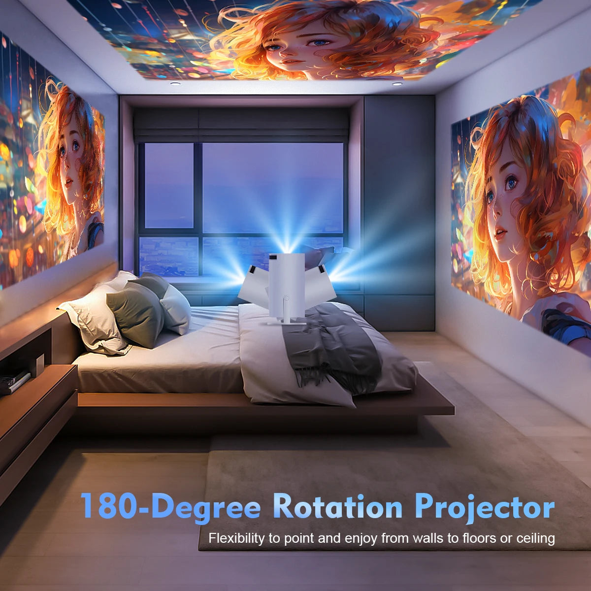 VistaBeam 360 — 4K Smart Projector with Android 11, Wi-Fi 6, Bluetooth 5.0 & 180° Pivot | 260 ANSI HD Home-Cinema