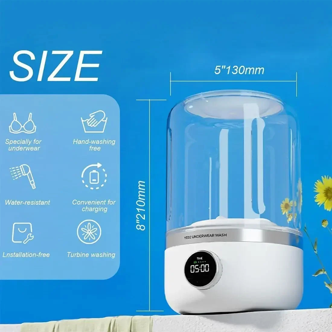 🧼 MiniSuds™ Smart Portable Washer – Compact, Cordless & Ultra-Hygienic Laundry Solution 🩲🧦