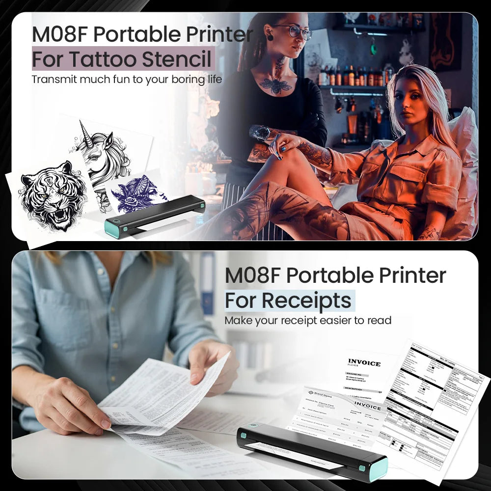 🖋️ InkFree™ M08F Pro – Wireless Tattoo Stencil Printer for Artists On-the-Go 🎨📱