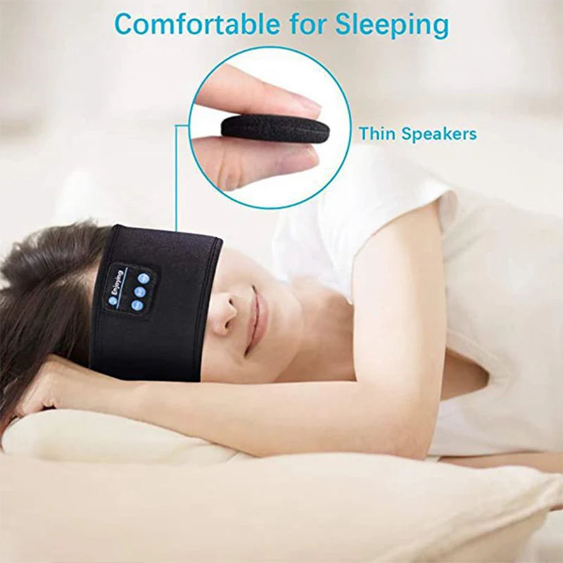 Bluetooth 5.0 Wireless Headband Headphones – Noise-Cancelling Sports & Sleep Eye Mask with Built-in Mic & Volume Control