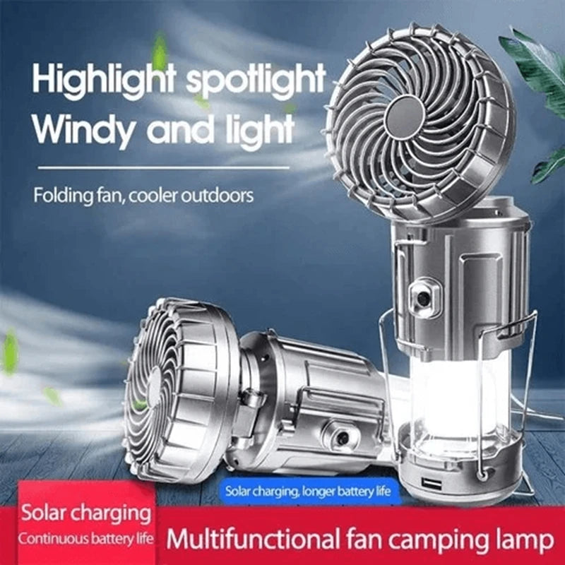 🌞 SolarFlex™ 6-in-1 Camping Lantern & Fan — Rechargeable, Foldable, and Adventure-Ready 🏕️