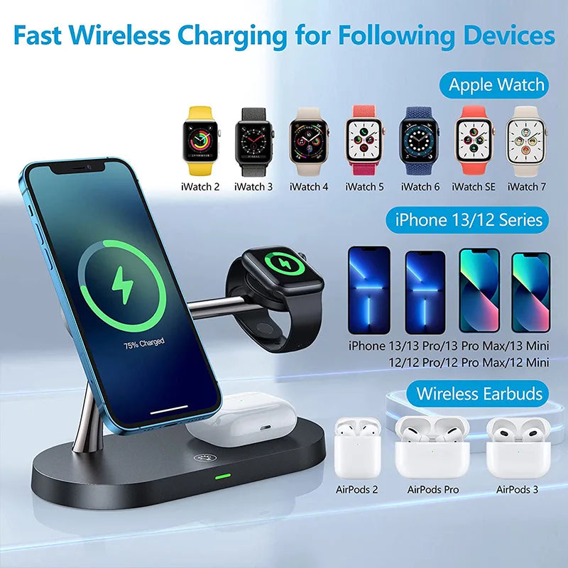 ⚡️ PowerHub Trio™ Magnetic 3-in-1 Fast Charging Station | For iPhone, Watch & Earbuds ✨