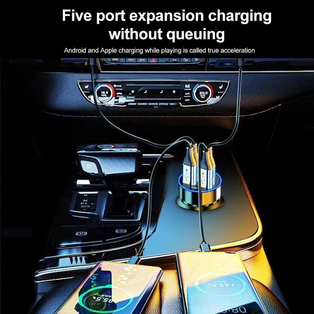 🚗 PowerPort Max™ 6-in-1 Fast Charging Car Hub | PD + QC3.0 + LED Voltage Display ⚡️