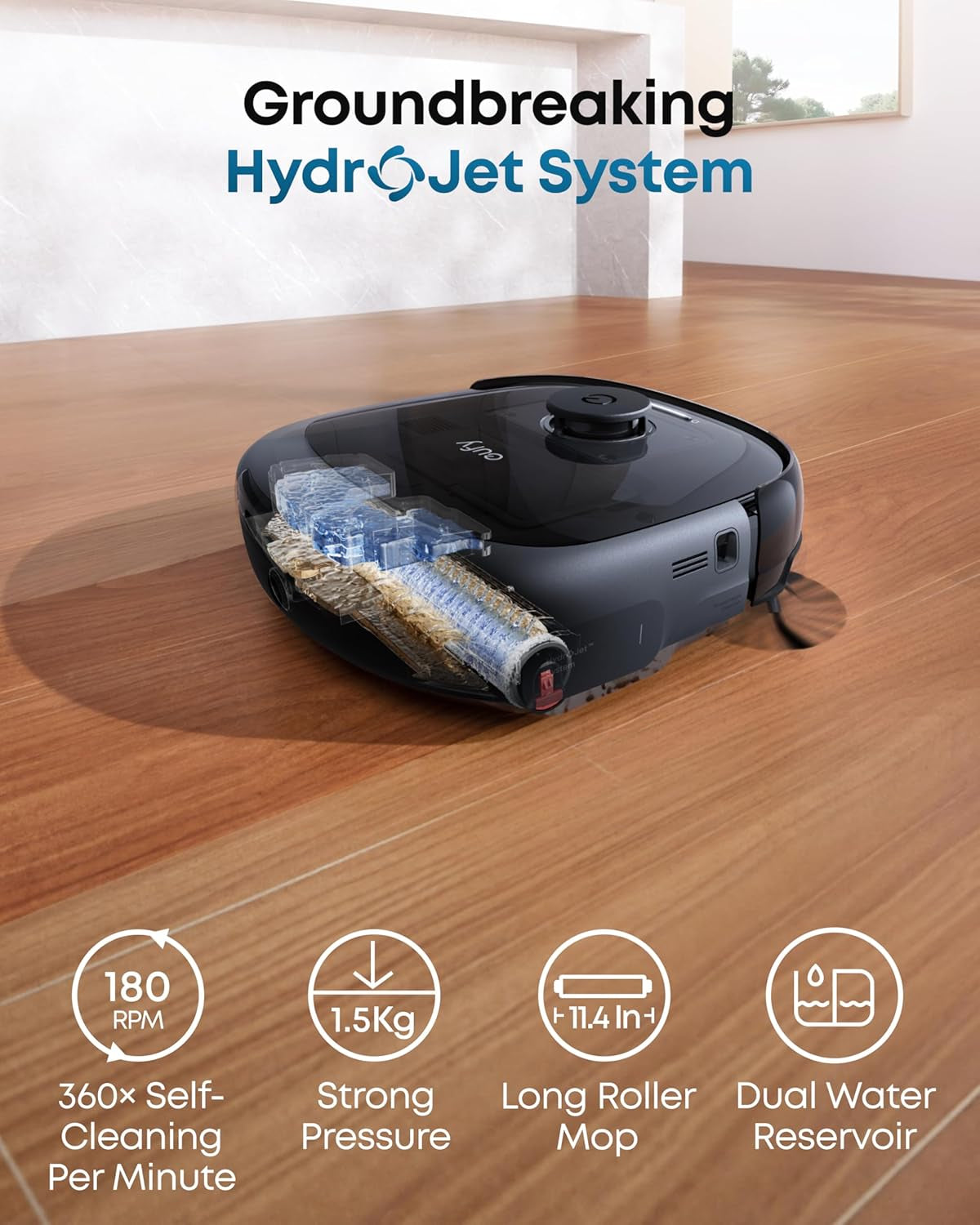 🧽 UltraClean™ E25 Smart MopVac — Real-Time HydroJet Cleaning + Self-Maintaining Station 💨🧠