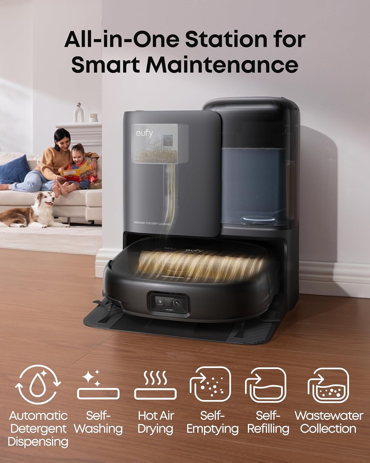 🧽 UltraClean™ E25 Smart MopVac — Real-Time HydroJet Cleaning + Self-Maintaining Station 💨🧠