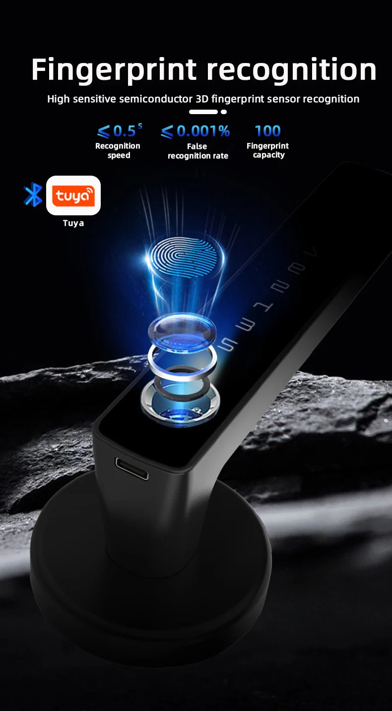 🔒 Smart Touch Fingerprint Door Lock | Bluetooth & App Control | Multi-Access | Anti-Peep Code | Emergency Key Backup 🚪