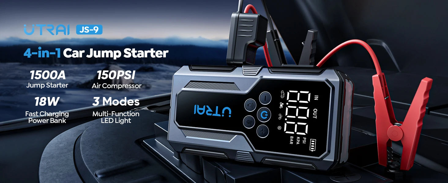 🚗 PowerMate™ Pro Jump Starter + Tire Inflator | 1500A Emergency Battery Booster & 150 PSI Air Pump 💨🔋