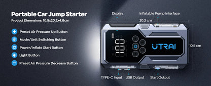 🚗 PowerMate™ Pro Jump Starter + Tire Inflator | 1500A Emergency Battery Booster & 150 PSI Air Pump 💨🔋