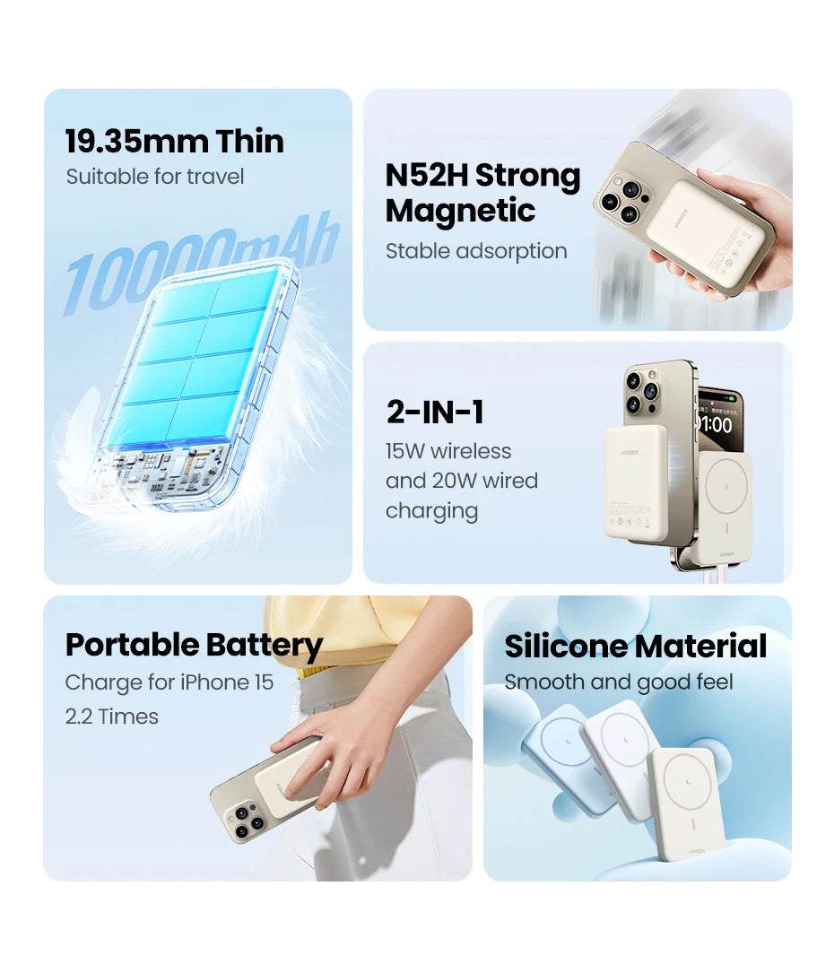 🔋 MagSnap™ UltraThin Wireless Power Bank | 10,000mAh Fast Charge for On-the-Go Power ⚡