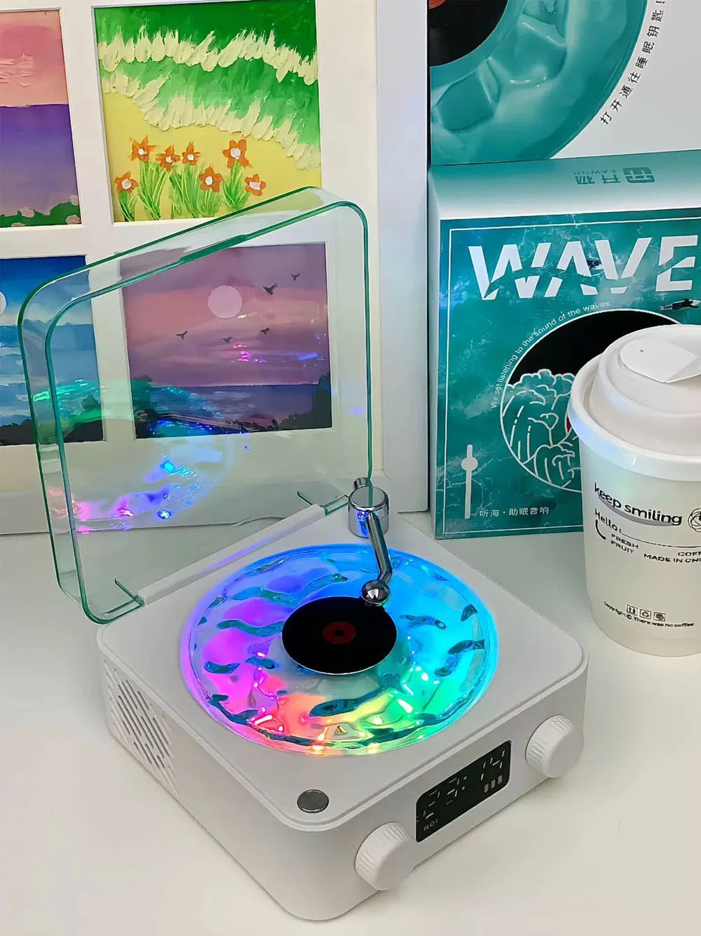 AuroraTune Vintage Mini Speaker 🎶 – Bluetooth Sleep Aid with Nature Sounds, RGB Glow & TF Card Support