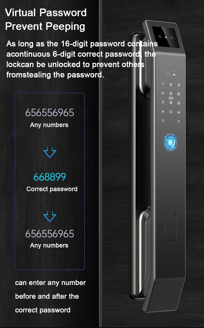 🔒 Smart 3D Face Recognition Door Lock | HD Camera, App Access & Keyless Security | Multi-User Control 🚪