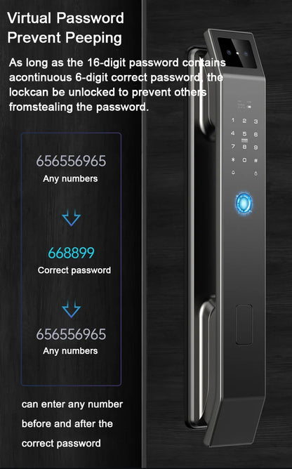 🔒 Smart 3D Face Recognition Door Lock | HD Camera, App Access & Keyless Security | Multi-User Control 🚪