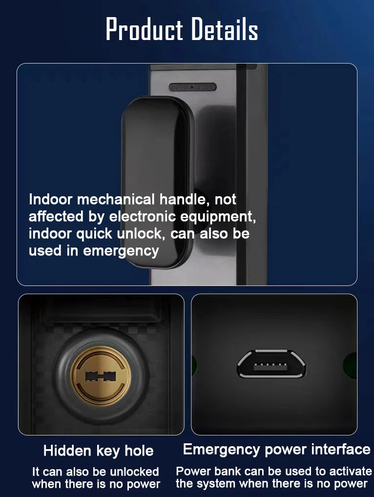 🔒 Smart 3D Face Recognition Door Lock | HD Camera, App Access & Keyless Security | Multi-User Control 🚪