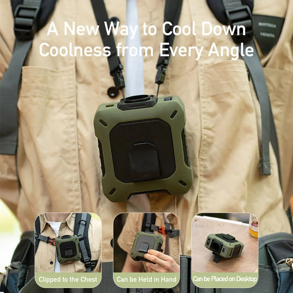 🌬️ AeroBreeze™ Turbo Waist & Neck Fan – 8000mAh Rechargeable Battery | Digital Display | Ultra-Quiet | 100-Speed Control | Outdoor Hands-Free Cooling ❄️