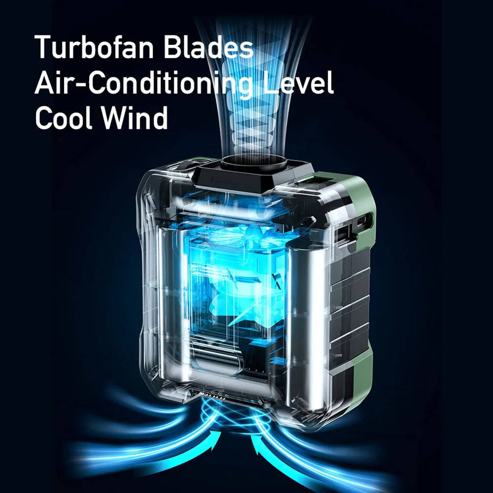 🌬️ AeroBreeze™ Turbo Waist & Neck Fan – 8000mAh Rechargeable Battery | Digital Display | Ultra-Quiet | 100-Speed Control | Outdoor Hands-Free Cooling ❄️