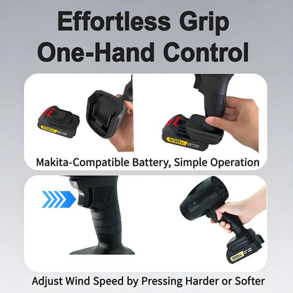💨 TurboForce™ 21V Cordless Power Blower – 50,000 RPM | 100m/s Wind Speed | 550g Thrust | Outdoor Dust & Leaf Blaster 🌪️