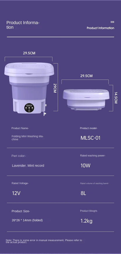 🌀 MiniFold™ Compact Washer & Spin Dryer – Foldable, Portable & Perfect for Delicates, Travel & Small Spaces 🧦✨