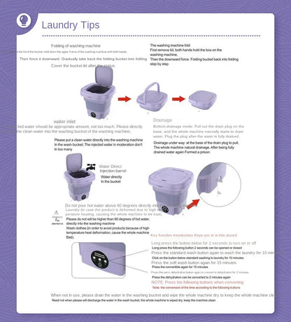 🌀 MiniFold™ Compact Washer & Spin Dryer – Foldable, Portable & Perfect for Delicates, Travel & Small Spaces 🧦✨