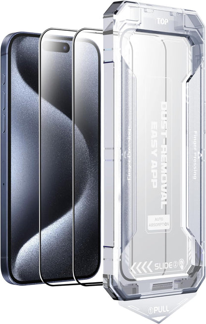 📱 CrystalGuard™ 6D Shield – Full Edge-to-Edge Tempered Glass Protector for iPhone 15/16 Plus (2-Pack) | Auto-Dust Removal Kit | Anti-Fingerprint | Ultra HD Clarity 💎