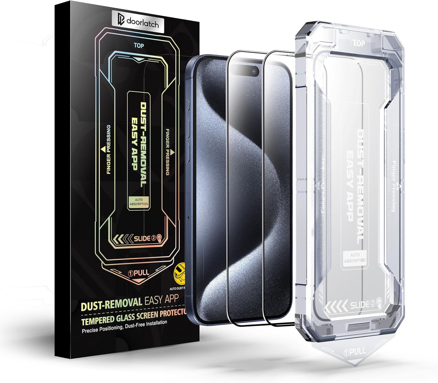 📱 CrystalGuard™ 6D Shield – Full Edge-to-Edge Tempered Glass Protector for iPhone 15/16 Plus (2-Pack) | Auto-Dust Removal Kit | Anti-Fingerprint | Ultra HD Clarity 💎