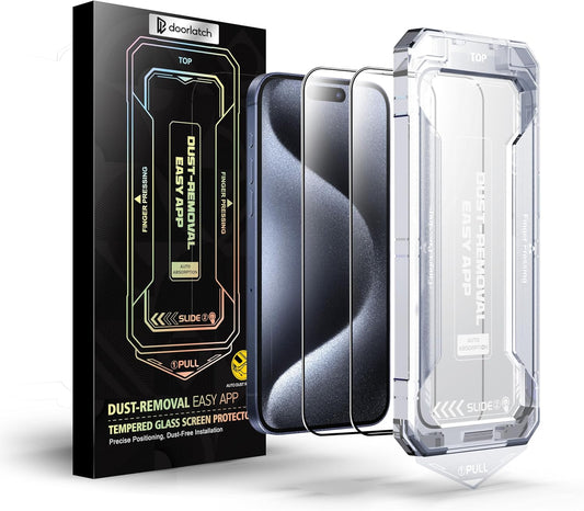 📱 CrystalGuard™ 6D Shield – Full Edge-to-Edge Tempered Glass Protector for iPhone 15/16 Plus (2-Pack) | Auto-Dust Removal Kit | Anti-Fingerprint | Ultra HD Clarity 💎