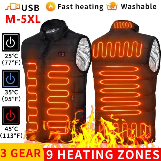 🔥 ThermoCore™ 9-Zone Heated Jacket | USB-Powered Comfort for Cold Weather Adventures ❄️