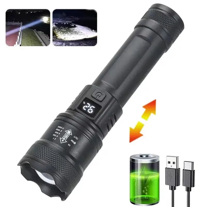 🔦 UltraBeam X1 Tactical Flashlight | 1600K Lumens | USB Rechargeable | Long-Range, Rugged & Waterproof ⚡