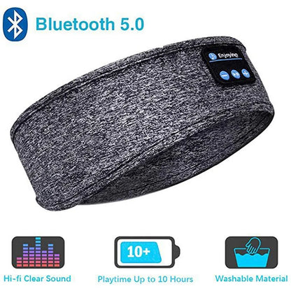 Bluetooth 5.0 Wireless Headband Headphones – Noise-Cancelling Sports & Sleep Eye Mask with Built-in Mic & Volume Control