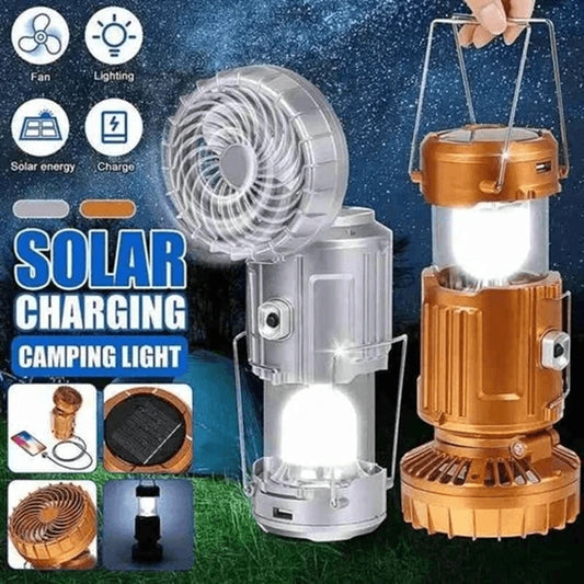 🌞 SolarFlex™ 6-in-1 Camping Lantern & Fan — Rechargeable, Foldable, and Adventure-Ready 🏕️