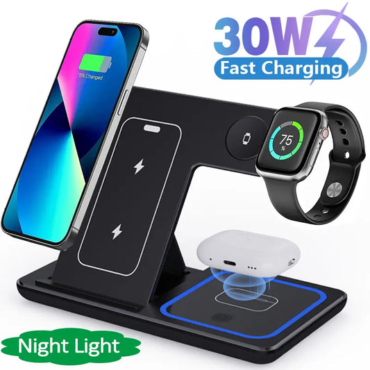 ⚡️ ChargeMate™ 3-in-1 Foldable Fast Charging Dock | LED Power Station for iPhone, Watch & AirPods 🔋