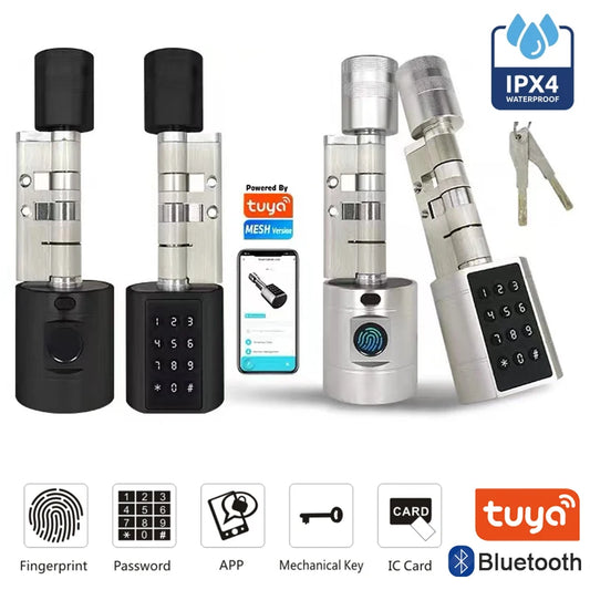 🔐 Compact Smart Cylinder Lock | App & Fingerprint Control | Alexa Compatible | No-Damage DIY Install 🔧