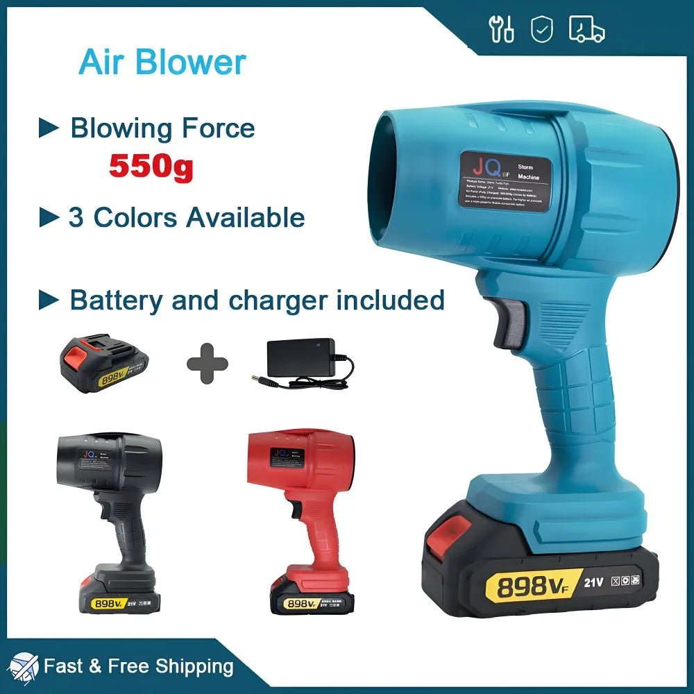 💨 TurboForce™ 21V Cordless Power Blower – 50,000 RPM | 100m/s Wind Speed | 550g Thrust | Outdoor Dust & Leaf Blaster 🌪️