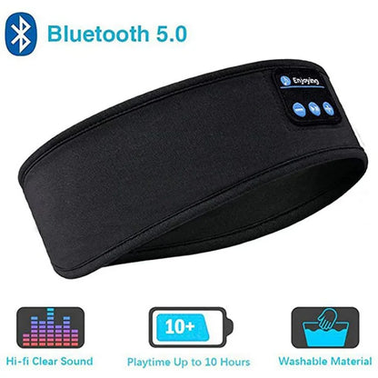 Bluetooth 5.0 Wireless Headband Headphones – Noise-Cancelling Sports & Sleep Eye Mask with Built-in Mic & Volume Control