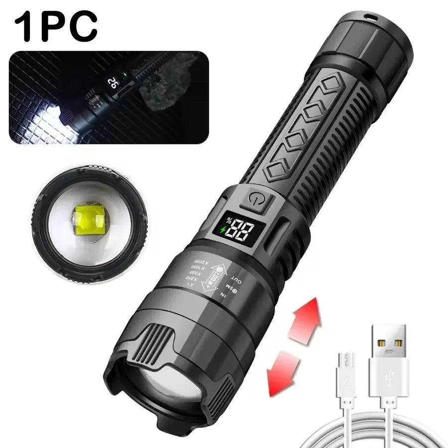🔦 UltraBeam X1 Tactical Flashlight | 1600K Lumens | USB Rechargeable | Long-Range, Rugged & Waterproof ⚡
