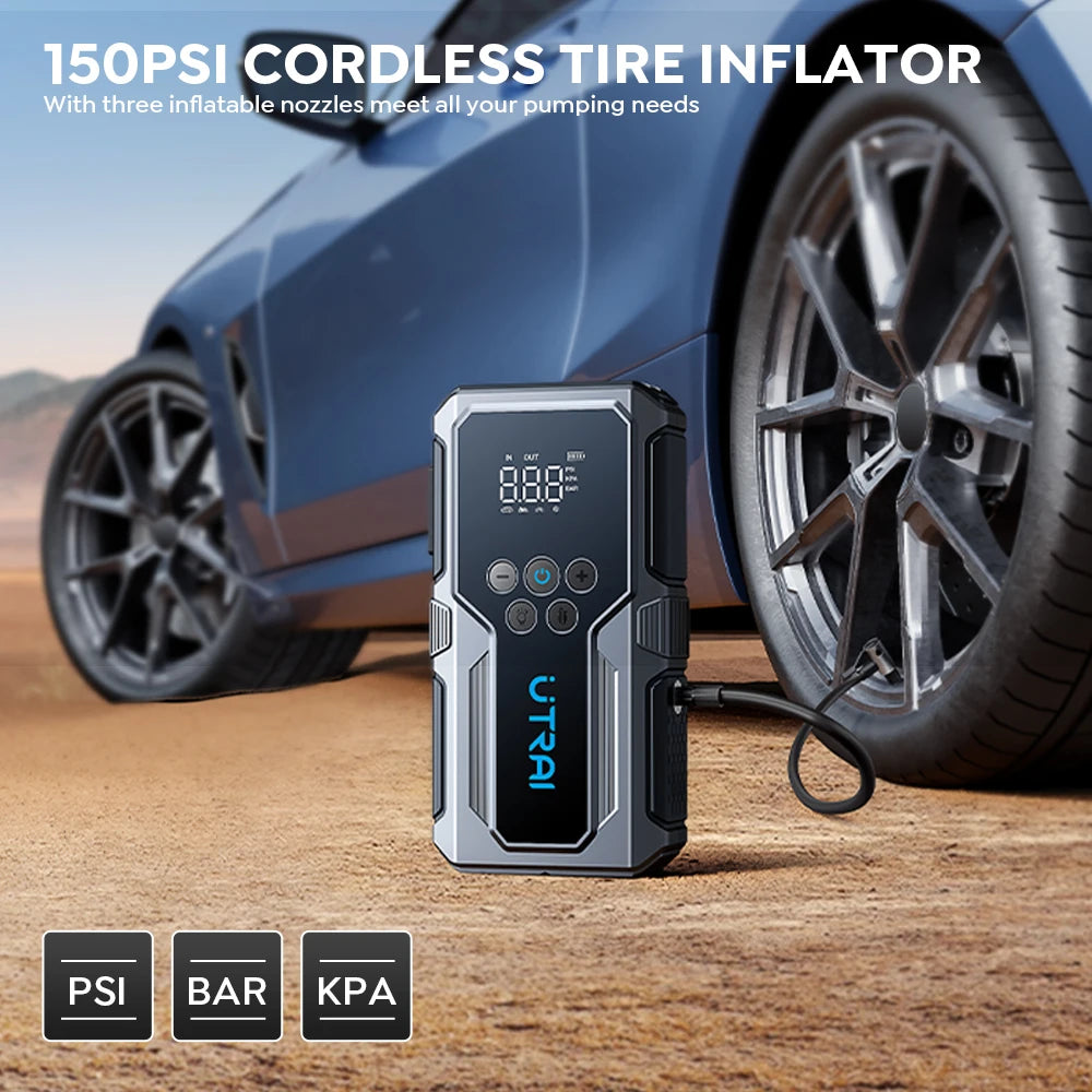 🚗 PowerMate™ Pro Jump Starter + Tire Inflator | 1500A Emergency Battery Booster & 150 PSI Air Pump 💨🔋