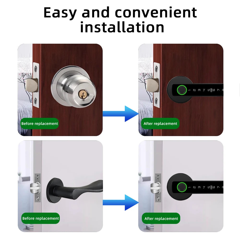 🔒 Smart Touch Fingerprint Door Lock | Bluetooth & App Control | Multi-Access | Anti-Peep Code | Emergency Key Backup 🚪
