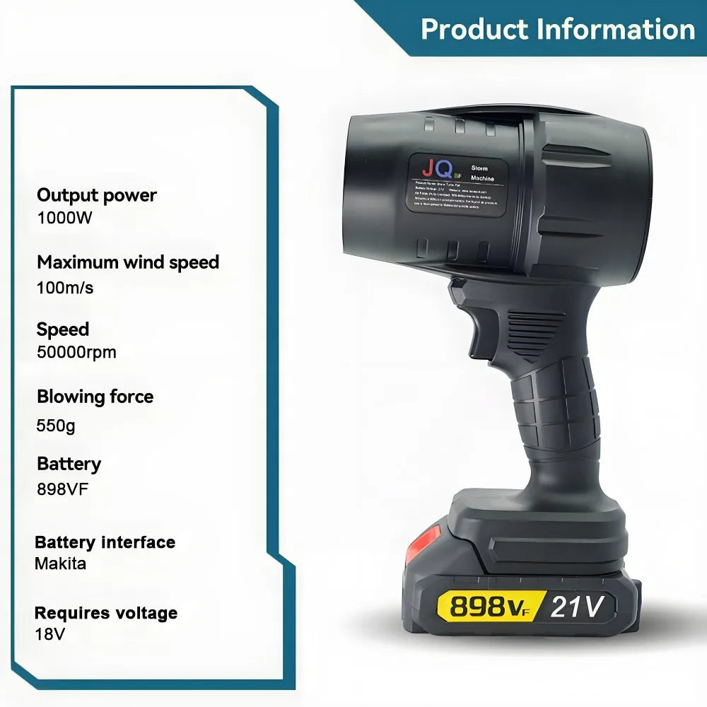 💨 TurboForce™ 21V Cordless Power Blower – 50,000 RPM | 100m/s Wind Speed | 550g Thrust | Outdoor Dust & Leaf Blaster 🌪️